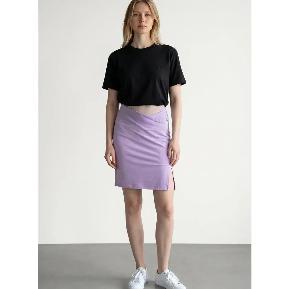 Vero Moda  Purple Above Knee Bodycon Skirt Side Slit Back Zip S NWT Streetwear